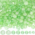 1 Box 450PCS 4/6/8/10MM Light Green Crackle Glass Beads with Holes Round Crack Smooth Patrick Sparkle Spacer Loose Bead Bulk for Jewelry Making Necklace Bracelet Earrings DIY Craft Supply - color: Green