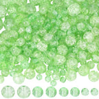 1 Box 450PCS 4/6/8/10MM Light Green Crackle Glass Beads with Holes Round Crack Smooth Patrick Sparkle Spacer Loose Bead Bulk for Jewelry Making Necklace Bracelet Earrings DIY Craft Supply - color: Green
