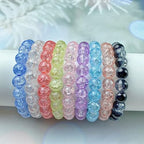100pcs Crackle Glass Beads 10mm Round Crystal Glass Spacer Crafts Beads for Jewelry Making Necklace Bracelet Earrings DIY Crafts(Black) - color: Black, size: 10mm