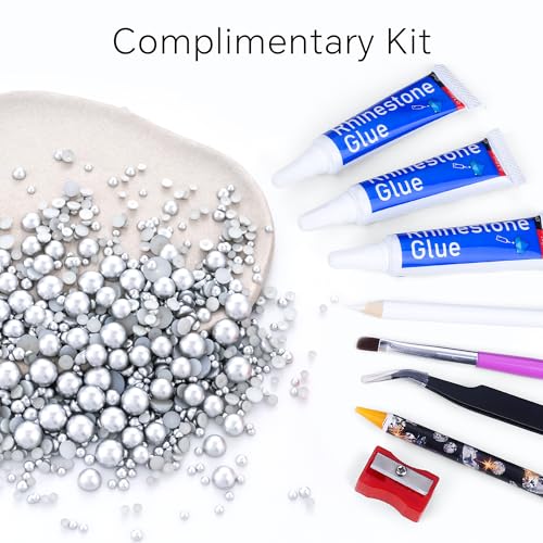 60g Antique Silver Flatback Half Round Pearls Mixed Size 3-10mm Resin Craft Beads for Nail Art, Face Gems, DIY Jewelry Making - color: Antique Silver, size: 60g