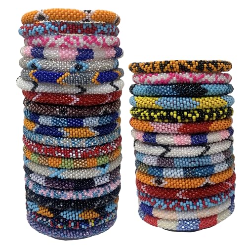 12 Random Mix Handmade Crochet Nepal Seed Bead Bracelets (ONE DOZEN)
