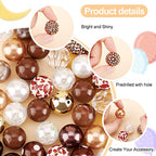 PH PandaHall 50pcs 20mm Acrylic Bubblegum Beads Chunk Pen Beads Brown Focal Beads Large Loose Beads for Pen Wedding Christmas Garland Jewelry Bracelet Necklace Pen Bag Chain Making - color: Brown