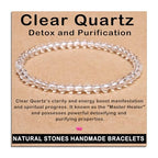 AD Beads Handmade Gemstone Stretch Elastic Bracelet Crystal Healing Reiki Nature's Beauty and Spiritual Essence Unisex - color: Clear Quartz (Detox and Purification), size: 4mm