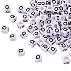 FASHEWELRY 300Pcs Cube White Acrylic Letter Beads 6x6mm Letter Q Alphabet Beads for DIY Bracelet Necklace Jewelry Making - color: Letter Q, size: 6x6x6mm