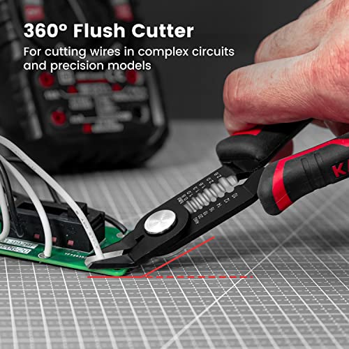 KAIWEETS Wire Cutters 6-Inch Flush cutter with Supplementary Stripping, Cutting Pliers, Handy and Slim Diagonal Cutters, Side Cutting Pliers, Sharp Snip, Safety Lock - color: Kws-112