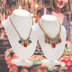 Polmart Modern Necklace Display Bust (White Leatherette, 11 ½”H) - color: White Leatherette, size: 11 ½”H