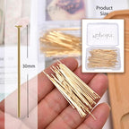 200pcs 30mm 14K Gold Filled Flat Head Pins DIY Crafts Beads Charms Earring Bracelet Jewelry Making Accessories Supplies - color: Gold Flat Pins, size: 30mm