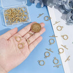 UNICRAFTALE 30 Sets Stainless Steel Toggle & Round IQ Clasps - Golden Necklace Toggle Clasps & Jewelry Connectors for DIY Jewelry Making - size: 18.5mm long