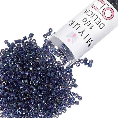 Miyuki Delica Seed Beads – Size 11/0 (1.6 mm), DB2386, Fancy Lined Han Blue, 7.2 g, Approx. 1440 Beads, Made in Japan - color: DB2386 - Fancy Lined Han Blue
