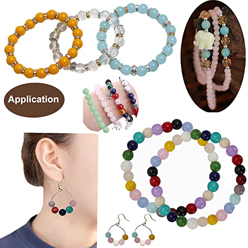 720PCS 8mm Glass Round Beads Bulk Crystal Beads Bracelet Beads Making Kit Healing Chakra Beads with 500pcs Space Loose Beads for Jewelry Making and DIY Crafts (8mm Solid&Clear) - size: 8mm Solid&Clear Set