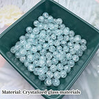 100pcs Crackle Glass Beads 8mm Round Crystal Glass Spacer Crafts Beads for Jewelry Making Necklace Bracelet Earrings DIY Crafts(Light Blue) - color: Light Blue, size: 8mm