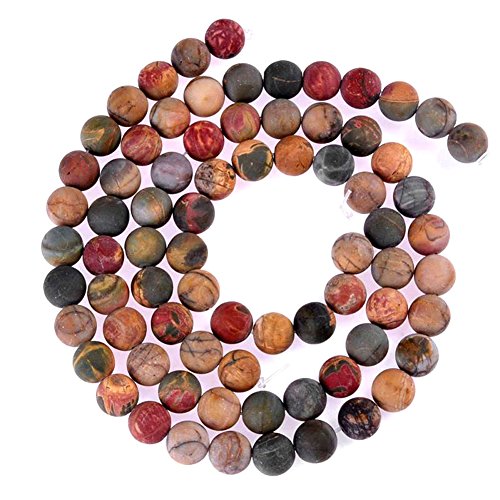 Natural Gemstone Loose Beads Matte Approxi 15.5 inch DIY Bracelet Necklace for Jewelry Making (6mm, Matte Picasso Jasper) - color: Matte Picasso Jasper, size: 6mm