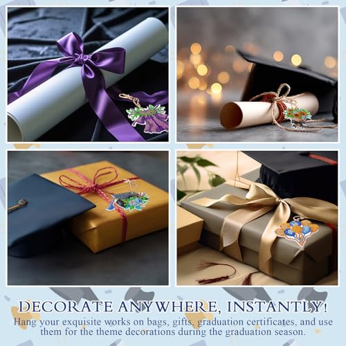 Huquary 24 Pcs Graduation Diamond Art Painting Keychain Kits 5D DIY Graduation Diamond Art Ornaments Class of 2026 Congrats Grad Crafts for Grad Party Favors Decorations Backpack Charms Accessories - style: Graduation