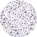 100Pcs Letter Beads - 4x7mm White Round Acrylic Alphabet Math Symbols for Jewelry Making DIY Bracelets Necklaces Key Chains - color: Math Symbols 100Pcs