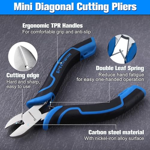 SPEEDWOX 4-Inch Mini Diagonal Cutting Pliers for Jewelry Making Mini Diagonal Pliers Wire Cutters Jewelry Plier Side Cutters Plier Flush Cut Wire for Cutting Wires Ties Guitar Strings - style: Diagonal Cutting Pliers