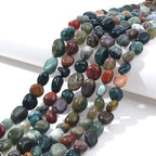 Indian Agate Pebble Nugget Oval Free Tumbled Stone 6-8mm Natural Gemstone Loose Beads Approx 15.5 inch for DIY Jewelry Making - color: Indian Agate
