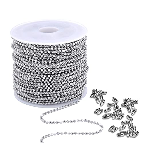 Cadikez Stainless Steel Ball Bead Chain [1.5mm/50Feet] Chains Spool with 30 PCS Connectors for Jewelry Making - color: Stainless Steel, size: 1.5mm