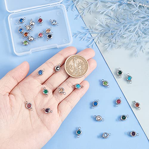 UNICRAFTALE Rhinestone Charms Pendants Link Connectors Birthstone Charms Crystal Glass Linking Pendant Diamond Connectors for Earring Necklace Bracelet Jewelry Making