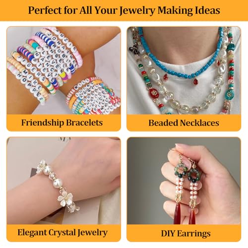 12 Rolls Elastic Bracelet String Cord, Crystal Clear Stretch Beading Cord for Jewelry Making, Friendship Bracelets, Beads and Crafts(0.4-1mm) - size: 12 Rolls