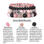Vinswet 4pcs Beaded Bracelets for Women,Natural Healing Crystal Gemstones Bracelet,Anxiety Stress Relief Bracelet Handmade purple Jewelry Gifts for Women - color: Pink zebra&Lava Rock&Rhodochrosite