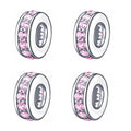 925 Sterling Silver Spacer Charm Bead with Clear CZ for Pandora Charms Bracelets - color: 4pcs Pink