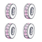 925 Sterling Silver Spacer Charm Bead with Clear CZ for Pandora Charms Bracelets - color: 4pcs Pink