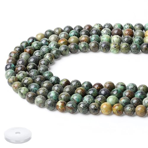 Natural Indian Turquoise Beads 100Pcs 8mm Crystal Beads Green Loose DIY Round Stone Bead for Bracelet Necklace Earrings Making - color: C-Indian Turquoise, size: 100pcs