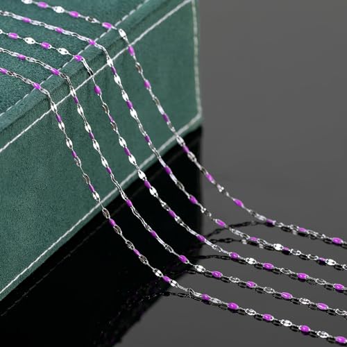 UMAOKANG 16.4 Feet Chains for Making Jewelry Stainless Steel Chain Roll with Jump Rings and Lobster Clasps Women Necklace Bracelet DIY Jewelry Findings - color: Steel-Purple