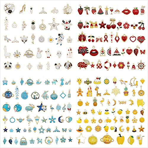 40Pcs Assorted 40 Styles Gold-Plated Enamel Charms for DIY Jewelry Making - color: Set B