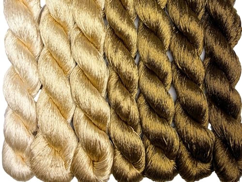 100% Nature Mulberry Handmade Embroidery Silk Thread Woven Jewelry Accessory Artificial Flowers Cross Stitch Floss DIY Sewing Kits 7 Gradient Colors 110m Each (18) - color: 18
