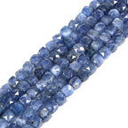 Natural Kyanite Gemstone 4mm Faceted Cube Square Loose Beads 16 Inch for DIY Jewelry Making Beads - color: Kyanite