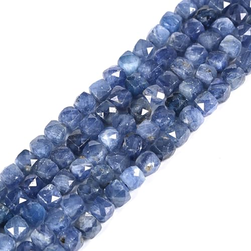 Natural Kyanite Gemstone 4mm Faceted Cube Square Loose Beads 16 Inch for DIY Jewelry Making Beads - color: Kyanite