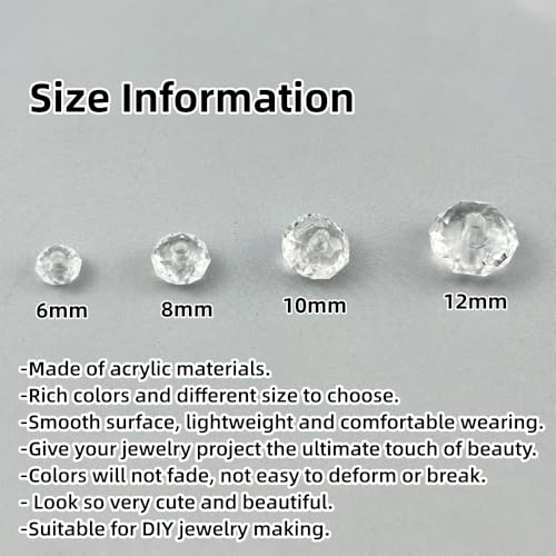 100pcs 12mm Acrylic Crystal Beads, Faceted Rondelle Acrylic Spacer Beads for Wind Chimes Bracelet Necklace Earring Keychain Jewelry Making DIY Crafts(White) - color: White, size: 12mm
