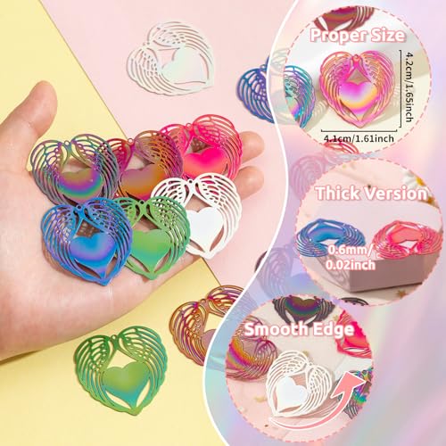 Dazzling Colorful Filigree Charms Hollow Out Multicolor Geometric Filigree Pendants for DIY Jewelry Making Earrings Necklaces Components - color: Heart-1
