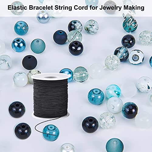 Elastic Cord for Bracelets, 1 mm 330 Feet Durable Bracelet String, Stretch Elastic String for Jewelry Making, Necklaces and Beading - size: Black