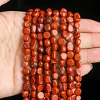 HAAMIIQII Natural Red Jasper Pebble Stone 5-8mm Small Irregular Freeform Tumbled Loose Gemstone Beads for Jewelry Making Strand 15 Inch (45-50pcs) - color: Red Jasper