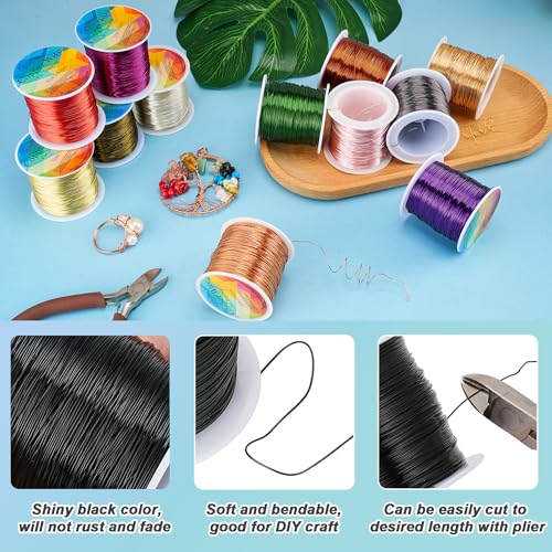 203 Feet Tarnish Resistant Copper Wires 24 Gauge/0.5mm Jewelry Craft Wires Beading Wire for Jewelry Making, Wire Wrapping and Crafting (Black) - color: Black, size: 24 Gauge