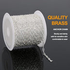 KYUNHOO 16.4 Feet Silver Plated Chains for Jewelry Making Thin Anchor Link on Spool Small Chain for Crafts DIY with Jump Rings Lobster Clasps - color: Bean Silver