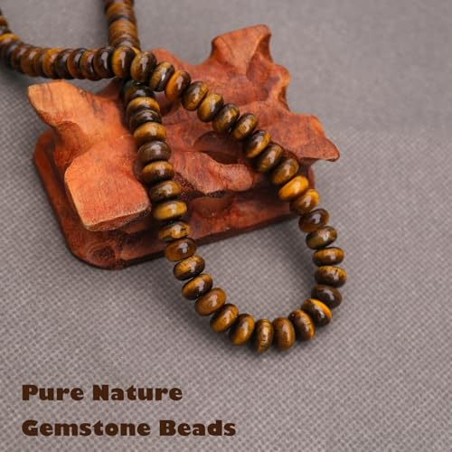 BONNY BOXX Natural 1 Strand 5 * 8mm Classic Tiger Eye Rondelle Beads, Natural Abacus Disk Stone Beads Loose Spacer Gemstone for DIY Bracelet Necklace Jewelry Making - color: Classic Tiger Eye, size: 5*8mm