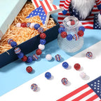 40 Pcs 20 mm Rhinestone Beads Bulk Crystal Round Disco Ball Chunky Bubblegum Beads for Pens Bracelets Charms Craft European Style Jewelry Making Supplies Christmas (4th of July Color) - color: 4th of July Color