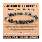 AD Beads Handmade Gemstone Stretch Elastic Bracelet Crystal Healing Reiki Nature's Beauty and Spiritual Essence Unisex - color: African Bloodstone (Strengthen the Body), size: 6mm