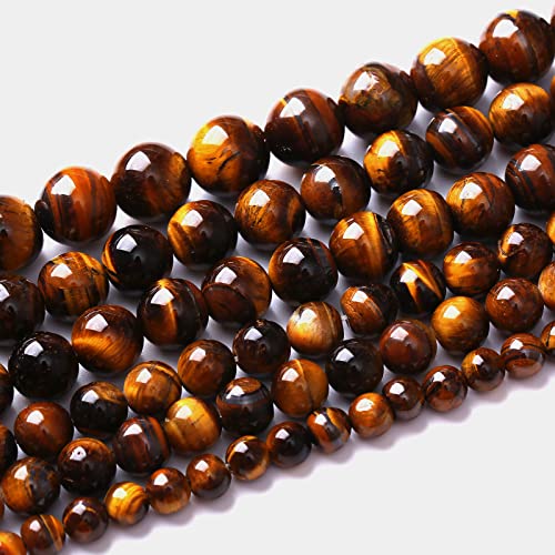 6mm 60pcs Natural Iron Yellow Tiger Eye Stone Beads for Jewelry Making Healing Energy Beads DIY Bracelet Necklace (6mm, Iron Yellow Tiger Eye Stone) - color: Iron Yellow Tiger Eye Stone, size: 6mm
