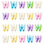 Beadthoven 20pcs Big Letter W Beads Large Hole Bubble Alphabet Acrylic Beads Charm Iridescent Plastic W Shape Loose Chunky Spacers for Jewelry Making Bracelet Necklace Keychains Shoelaces Crafts - color: W