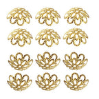 500PCS 10mm Gold Tone Flower Bead Caps Hollow Flower Bead Caps for Jewelry Making (Gold) - color: gold