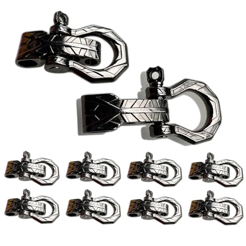 10 set Bow Metal Shackles Screw Pin Anchor Shackle Adjustable D Clasps Buckles for Paracord Bracelet Belt (Black)