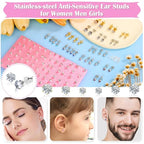 Ear Piercing Gun Kit, Reusable Ear Nose Piercing Gun Machine with Stainless Steel Piercing Earrings Studs, Crystal Earrings for At Home Salon Earlobe Cartilage Helix Tragus Piercing Tool Set - color: Blue