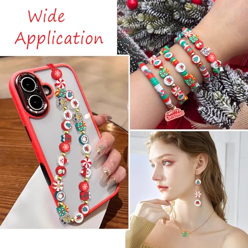 730pcs Christmas Polymer Clay Beads Bracelet Making Kit, Gold Beads Clay Bead Charms for Jewelry Making DIY Bracelet, Necklace, Earring, Christmas Charms Arts Crafts DIY Gifts - color: 1 Christmas model