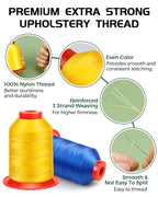 FIVEIZERO Extra Strong Upholstery Thread,Yellow 1000 Meters Bonded Nylon Thread for Denim Leather,Craft,Machine,DIY and Home (1 Pack) CJ - color: Yellow