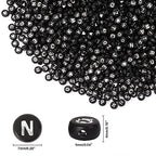 Letter Beads, DECYOOL Acrylic Alphabet Beads with 1 Roll Elastic String for Bracelet Necklace Jewelry Making Supplies (Black White) - color: Black White