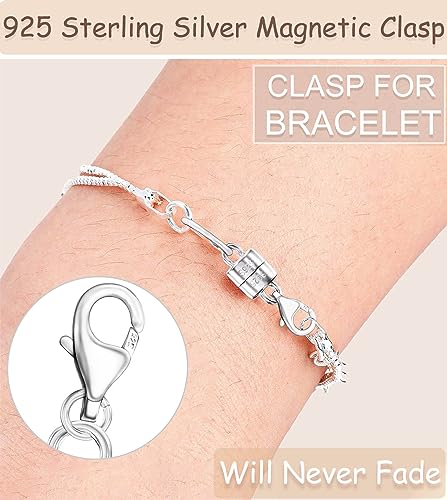 Dailyacc 925 Silver Lobster Magnetic Necklace Clasps and Closures Safety Sterling Silver with 14K Gold Jewelry Converters for Bracelets Chain Extender - color: 4pcs Silver A